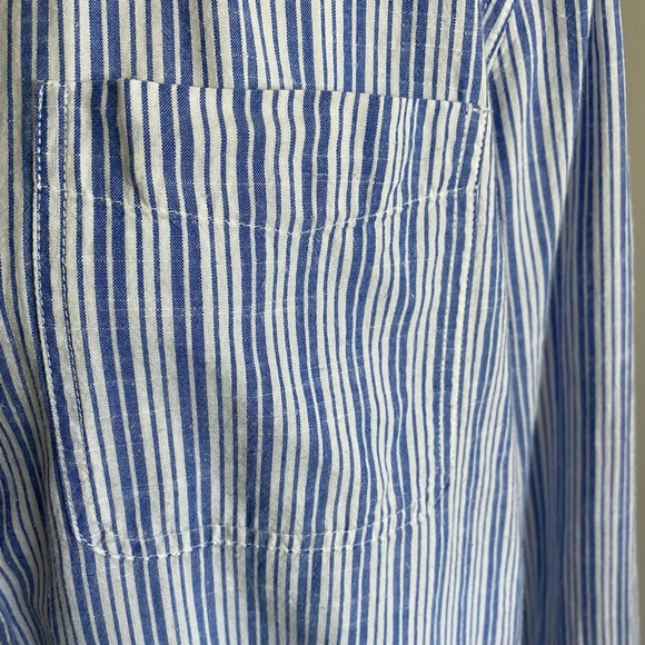 Lucky Brand Womens Cotton Blue/White Stripe Coastal Nautical Casual Shirt-Sz-M - Picture 3 of 16